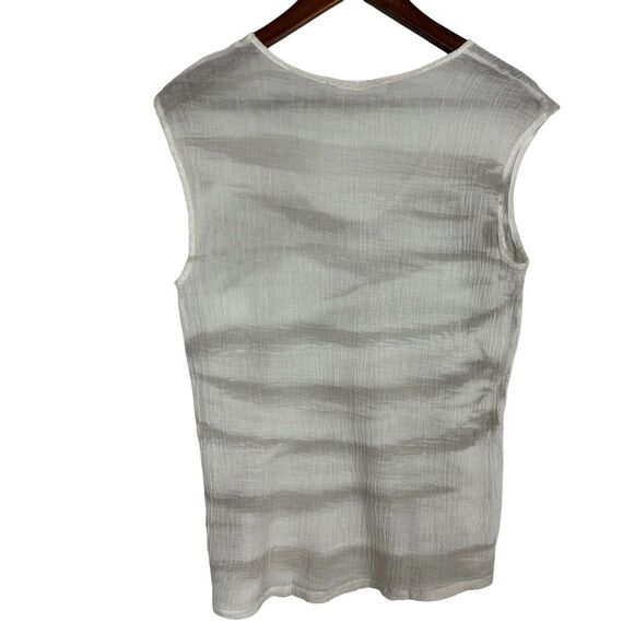 Kain Label White & Gray Sheer Tank Top 100% Cotton Women's Small Size Petite - Picture 2 of 4
